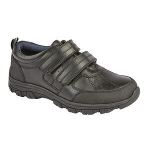 Roamers Boys Twin Touch Fastening Leather Shoe / Black